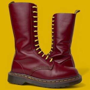 Dr. Martens Vintage 1914 Reissue MIE England Oxblood Red Quilon Leather Boots